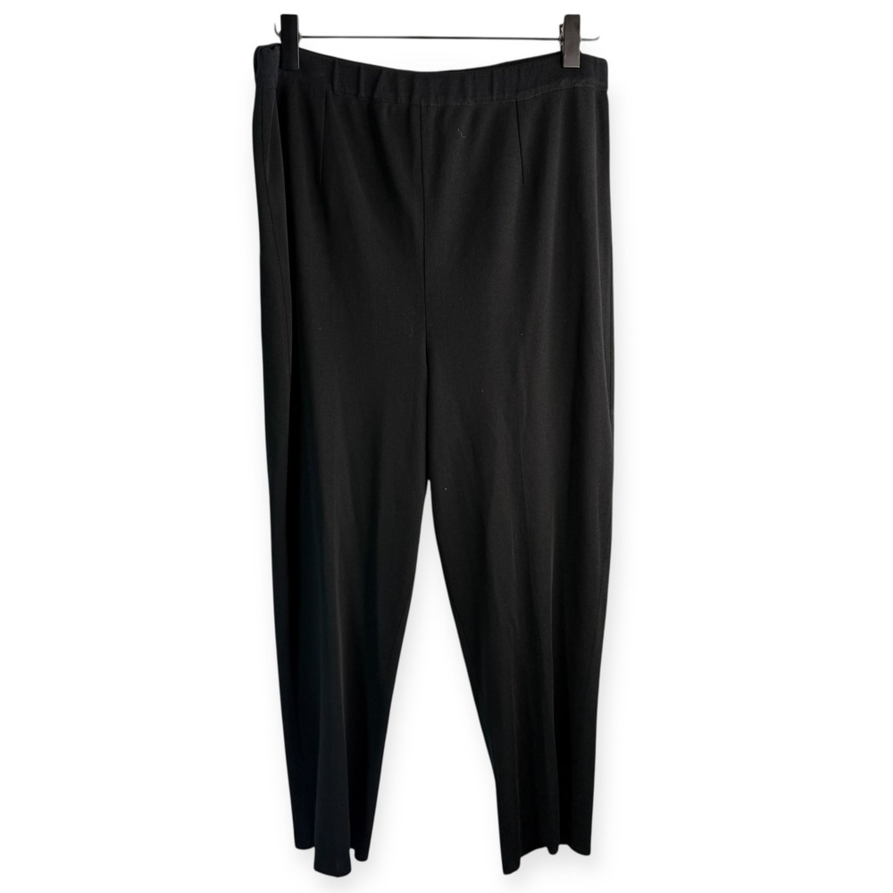 Ming Wang High Rise Acrylic Pull On Elastic Straight Leg Pants 0X Black